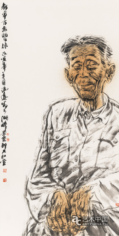 都市百態(tài)系列·老藝人 69×136.8cm 1986年